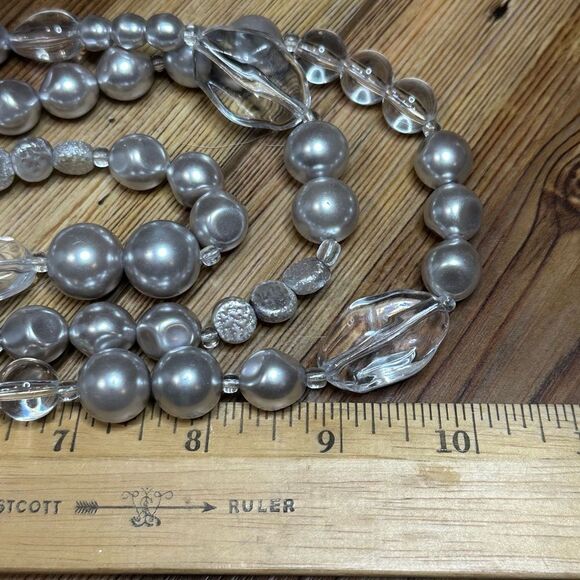 Chico’s Vintage signed Elegant Silver & Pearl Multi-Strand Necklace 16” 18” 20” - Picture 4 of 6